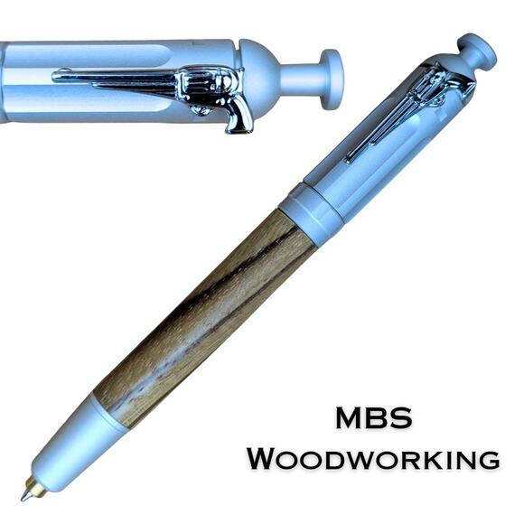 Handcrafted Wood Revolver Pen Pistol Shaped Clip Gun Lover Gift Exotic Cocobolo - Picture 2 of 7